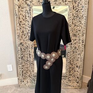 Black Dress with Embellished Belt